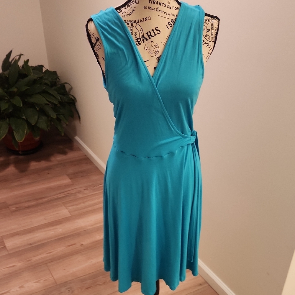 Blue V-Neck Tie Front Midi Sundress
